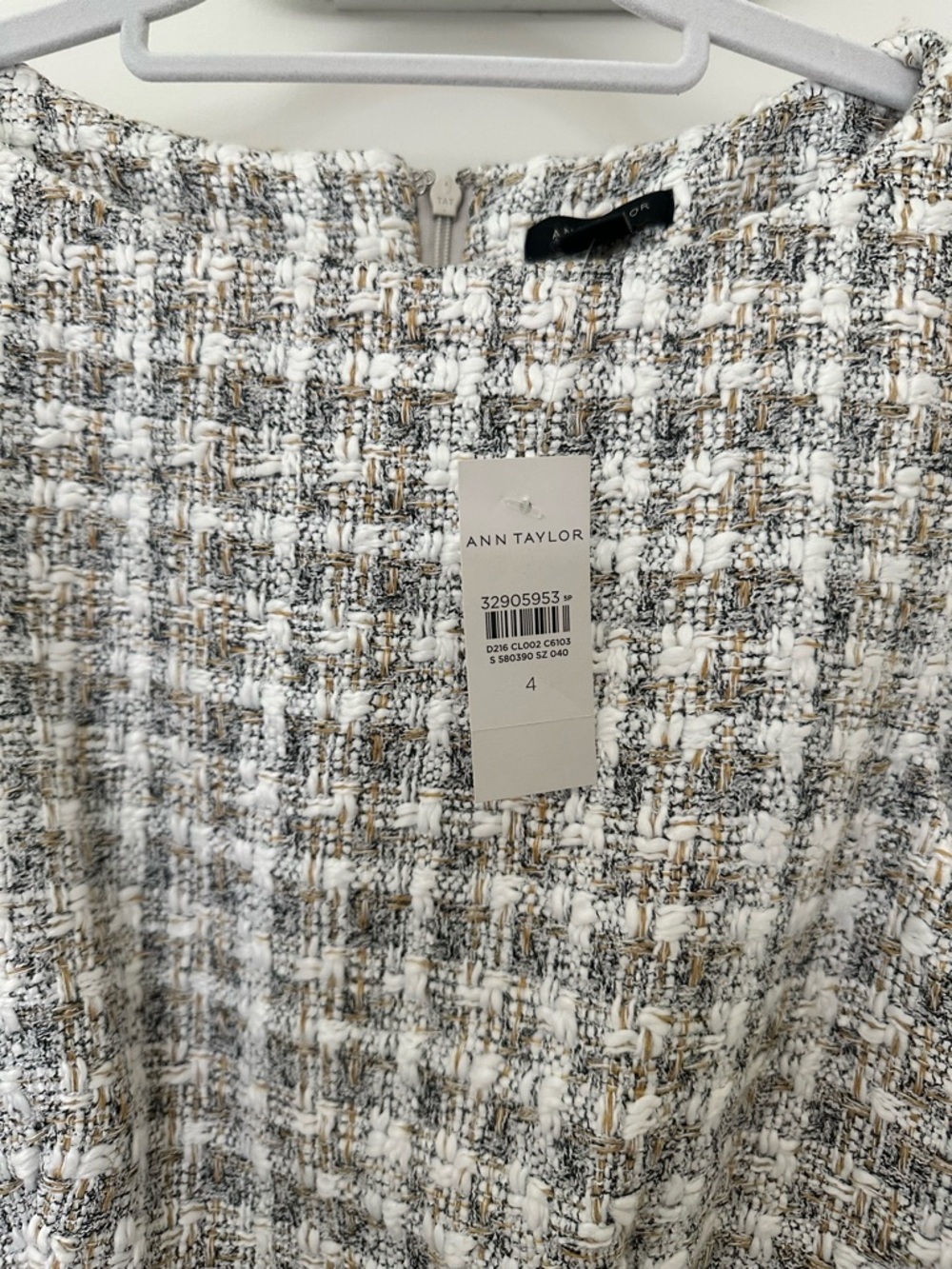 Ann Taylor Gray and White Tweed Midi Sheath Dress - Picture 2 of 3
